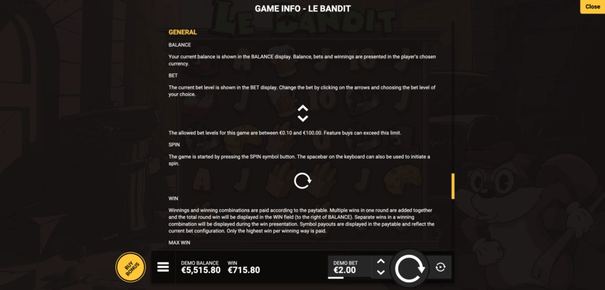 Reglas del Juego de Le Bandit Slot